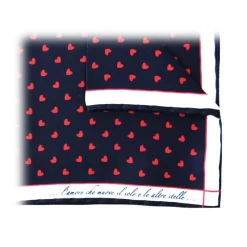 Fefè Napoli - Blue Heart Silk Dandy Pocket Square - Pocket-Square - Handmade in Italy - Luxury Exclusive Collection - Avvenice