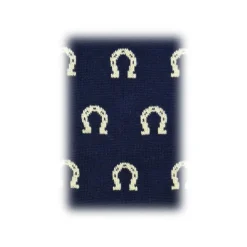 Fefè Napoli - Blue Horseshoe Scaramantia Men's Socks - Socks - Handmade in Italy - Luxury Exclusive Collection - Avvenice