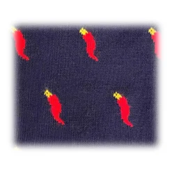 Fefè Napoli - Blue Lucky Horns Short Scaramantia Men's Socks - Socks - Handmade in Italy - Luxury Exclusive Collection - Avvenice