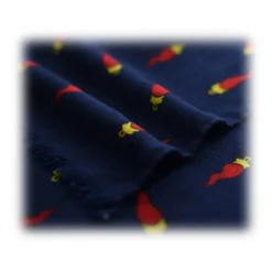 Fefè Napoli - Blue Lucky Horn Scaramantia Wool Scarf - Scarves and Foulards - Handmade in Italy - Luxury Exclusive Collection - Avvenice