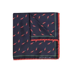 Fefè Napoli - Blue Lucky Peppers Silk Scaramantia Pocket Square - PocketSquare - Handmade in Italy - Luxury Exclusive Collection - Avvenice
