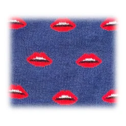 Fefè Napoli - Blue Mouth Short Dandy Men's Socks - Socks - Handmade in Italy - Luxury Exclusive Collection - Avvenice