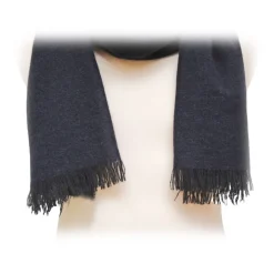 Fefè Napoli - Blue Navy Cashmere Elegance Scarf - Scarves and Foulards - Handmade in Italy - Luxury Exclusive Collection - Avvenice