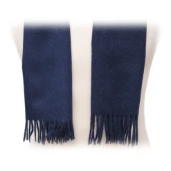 Fefè Napoli - Blue Navy Wool Alpaca Elegance Scarf - Scarves and Foulards - Handmade in Italy - Luxury Exclusive Collection - Avvenice