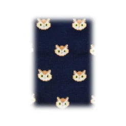 Fefè Napoli - Blue Owls Scaramantia Men's Socks - Socks - Handmade in Italy - Luxury Exclusive Collection - Avvenice