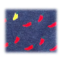 Fefè Napoli - Blue Peppers Short Scaramantia Men's Socks - Socks - Handmade in Italy - Luxury Exclusive Collection - Avvenice