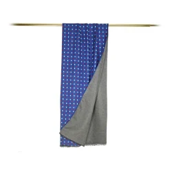 Fefè Napoli - Blue Pois Double Dandy Silk Scarf - Scarves and Foulards - Handmade in Italy - Luxury Exclusive Collection - Avvenice