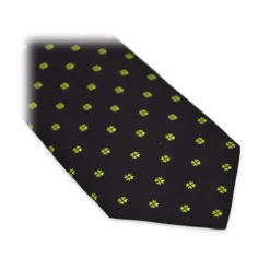 Fefè Napoli - Blue Quatre-foil Scaramantia Silk Tie - Ties - Handmade in Italy - Luxury Exclusive Collection - Avvenice