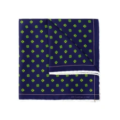 Fefè Napoli - Blue Quatre-Foil Silk Scaramantia Pocket Square - Pocket-Square - Handmade in Italy - Luxury Exclusive Collection - Avvenice