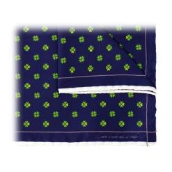 Fefè Napoli - Blue Quatre-Foil Silk Scaramantia Pocket Square - Pocket-Square - Handmade in Italy - Luxury Exclusive Collection - Avvenice