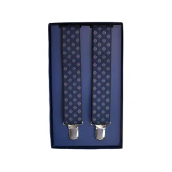 Fefè Napoli - Blue Rhombhus Gentleman Suspenders - Braces - Handmade in Italy - Luxury Exclusive Collection - Avvenice