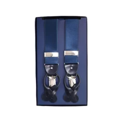 Fefè Napoli - Blue Satin Gentleman Suspenders - Braces - Handmade in Italy - Luxury Exclusive Collection - Avvenice