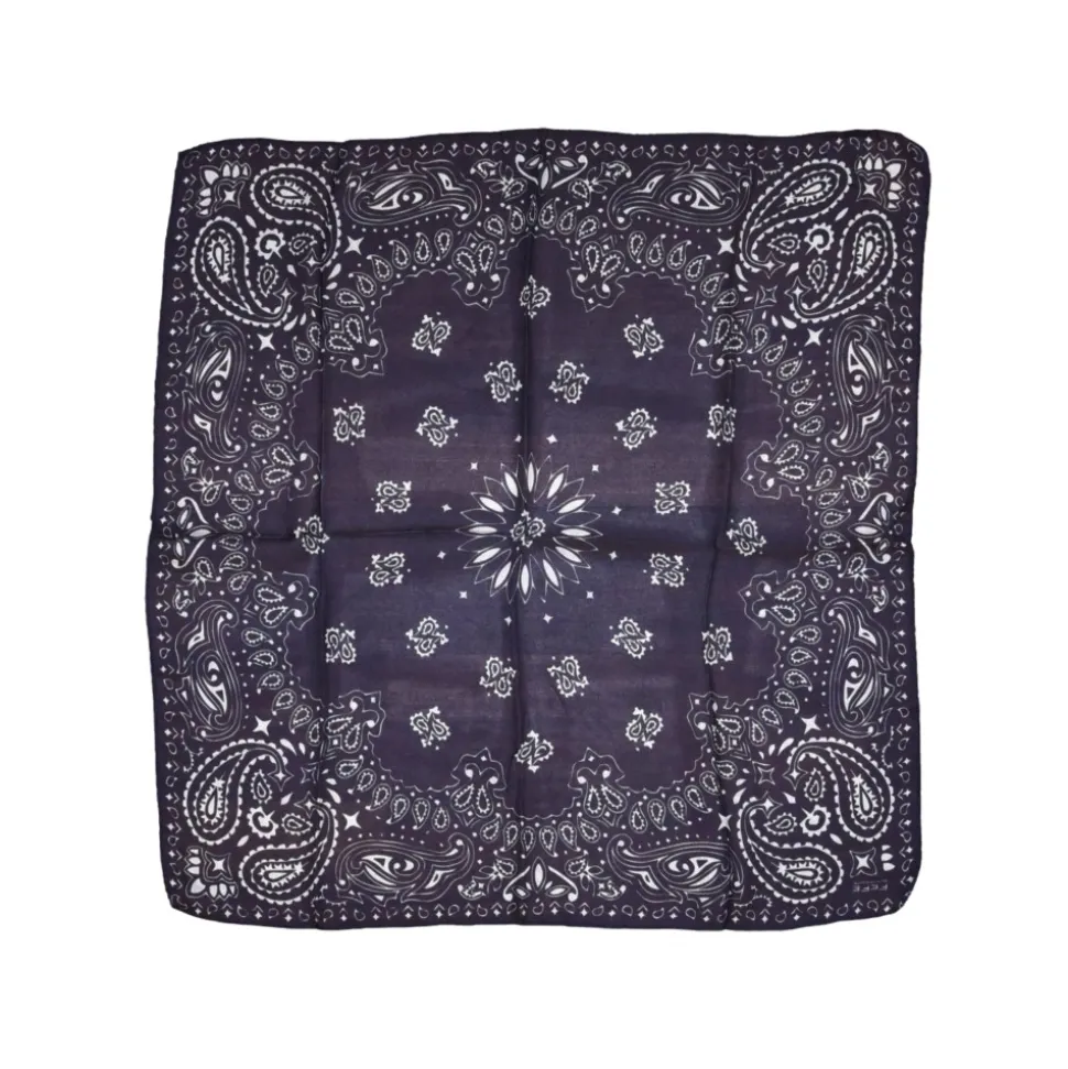 Fefè Napoli - Blue Silk Cotton Bandana - Scarves and Foulards - Handmade in Italy - Luxury Exclusive Collection - Avvenice