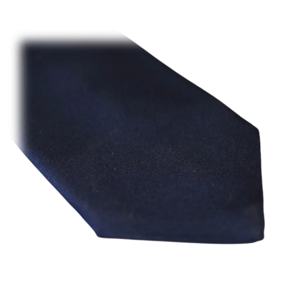 Fefè Napoli - Blue Solid Color Gentleman Silk Tie - Ties - Handmade in Italy - Luxury Exclusive Collection - Avvenice