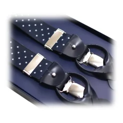 Fefè Napoli - Blue Stars Dandy Suspenders - Braces - Handmade in Italy - Luxury Exclusive Collection - Avvenice