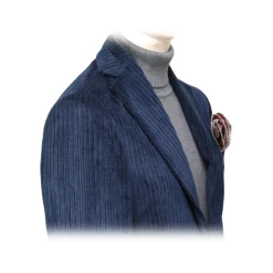 Fefè Napoli - Blue Velvet Larocciatore Jacket - Jackets - Handmade in Italy - Luxury Exclusive Collection - Avvenice
