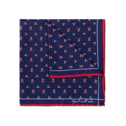 Fefè Napoli - Blue Vesuvius Silk Scaramantia Pocket Square - Pocket-Square - Handmade in Italy - Luxury Exclusive Collection - Avvenice
