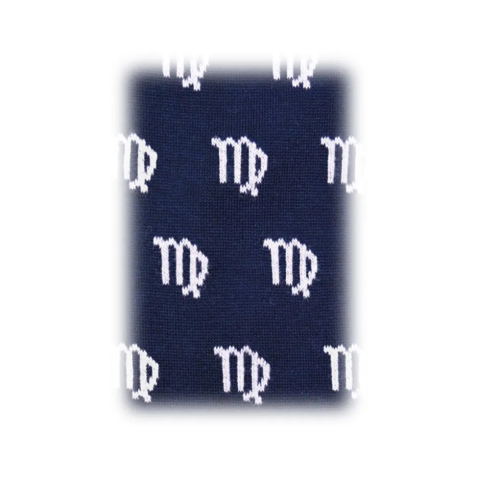Fefè Napoli - Blue Virgo Zodiac Men's Socks - Socks - Handmade in Italy - Luxury Exclusive Collection - Avvenice