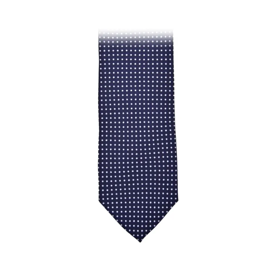 Fefè Napoli - Blue White Pois Gentleman Silk Tie - Ties - Handmade in Italy - Luxury Exclusive Collection - Avvenice