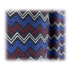 Fefè Napoli - Blue Zig-Zag Double Dandy Scarf - Scarves and Foulards - Handmade in Italy - Luxury Exclusive Collection - Avvenice
