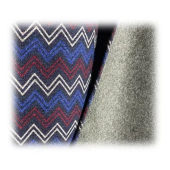 Fefè Napoli - Blue Zig-Zag Double Dandy Scarf - Scarves and Foulards - Handmade in Italy - Luxury Exclusive Collection - Avvenice