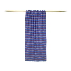 Fefè Napoli - Blue Zig-zag Double Dandy Silk Scarf - Scarves and Foulards - Handmade in Italy - Luxury Exclusive Collection - Avvenice