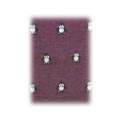 Fefè Napoli - Bordeaux Dandy Penguins Men's Socks - Socks - Handmade in Italy - Luxury Exclusive Collection - Avvenice