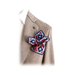 Fefè Napoli - Bordeaux Flowers Silk Vernissage Pocket Square - Pocket-Square - Handmade in Italy - Luxury Exclusive Collection - Avvenice