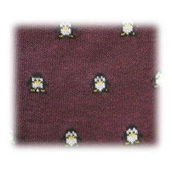 Fefè Napoli - Bordeaux Penguin Short Dandy Men's Socks - Socks - Handmade in Italy - Luxury Exclusive Collection - Avvenice