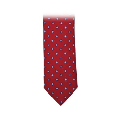 Fefè Napoli - Bordeaux Quatrefoil Gentleman Silk Tie - Ties - Handmade in Italy - Luxury Exclusive Collection - Avvenice