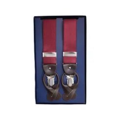 Fefè Napoli - Bordeaux Satin Gentleman Suspenders - Braces - Handmade in Italy - Luxury Exclusive Collection - Avvenice