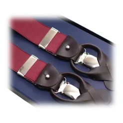 Fefè Napoli - Bordeaux Satin Gentleman Suspenders - Braces - Handmade in Italy - Luxury Exclusive Collection - Avvenice