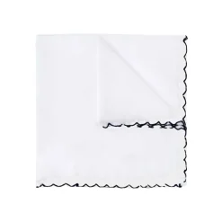 Fefè Napoli - Cotton Blue Embroidery Gentleman Pocket Square - Pocket-Square - Handmade in Italy - Luxury Exclusive Collection - Avvenice