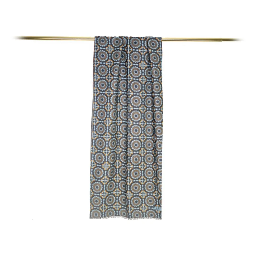 Fefè Napoli - Double Scarf Wallpaper Rosoni - Scarves and Foulards - Handmade in Italy - Luxury Exclusive Collection - Avvenice