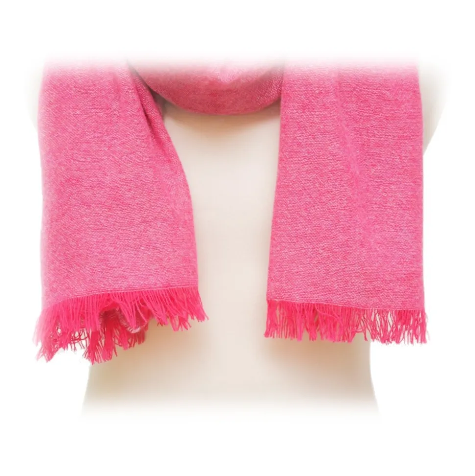 Fefè Napoli - Fucsia Cashmere Elegance Scarf - Scarves and Foulards - Handmade in Italy - Luxury Exclusive Collection - Avvenice