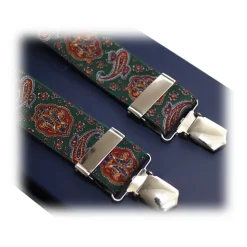 Fefè Napoli - Green Cash Gentleman Suspenders - Braces - Handmade in Italy - Luxury Exclusive Collection - Avvenice