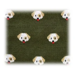 Fefè Napoli - Green Dog Short Dandy Men's Socks - Socks - Handmade in Italy - Luxury Exclusive Collection - Avvenice