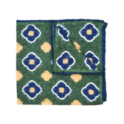 Fefè Napoli - Green Flowers Silk Vernissage Pocket Square - Pocket-Square - Handmade in Italy - Luxury Exclusive Collection - Avvenice