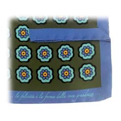 Fefè Napoli - Green Flowers Silk Gentleman Pocket Square - Pocket-Square - Handmade in Italy - Luxury Exclusive Collection - Avvenice