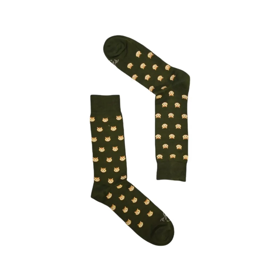 Fefè Napoli - Green Owls Short Scaramantia Men's Socks - Socks - Handmade in Italy - Luxury Exclusive Collection - Avvenice