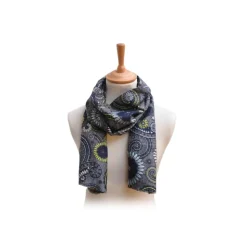 Fefè Napoli - Grey Flowers Dandy Silk Scarf - Scarves and Foulards - Handmade in Italy - Luxury Exclusive Collection - Avvenice