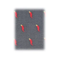 Fefè Napoli - Grey Lucky Horns Scaramantia Men's Socks - Socks - Handmade in Italy - Luxury Exclusive Collection - Avvenice