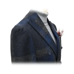 Fefè Napoli - Lacourmayer Blue Checked Jacket - Jackets - Handmade in Italy - Luxury Exclusive Collection - Avvenice