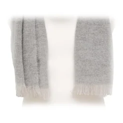 Fefè Napoli - Light Grey Cashmere Elegance Scarf - Scarves and Foulards - Handmade in Italy - Luxury Exclusive Collection - Avvenice
