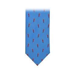 Fefè Napoli - Light-Blue Lucky Horns Scaramantia Silk Tie - Ties - Handmade in Italy - Luxury Exclusive Collection - Avvenice