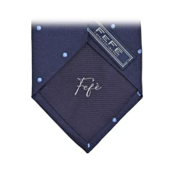 Fefè Napoli - Light-Blue Pois Business Silk Jacquard Tie - Ties - Handmade in Italy - Luxury Exclusive Collection - Avvenice
