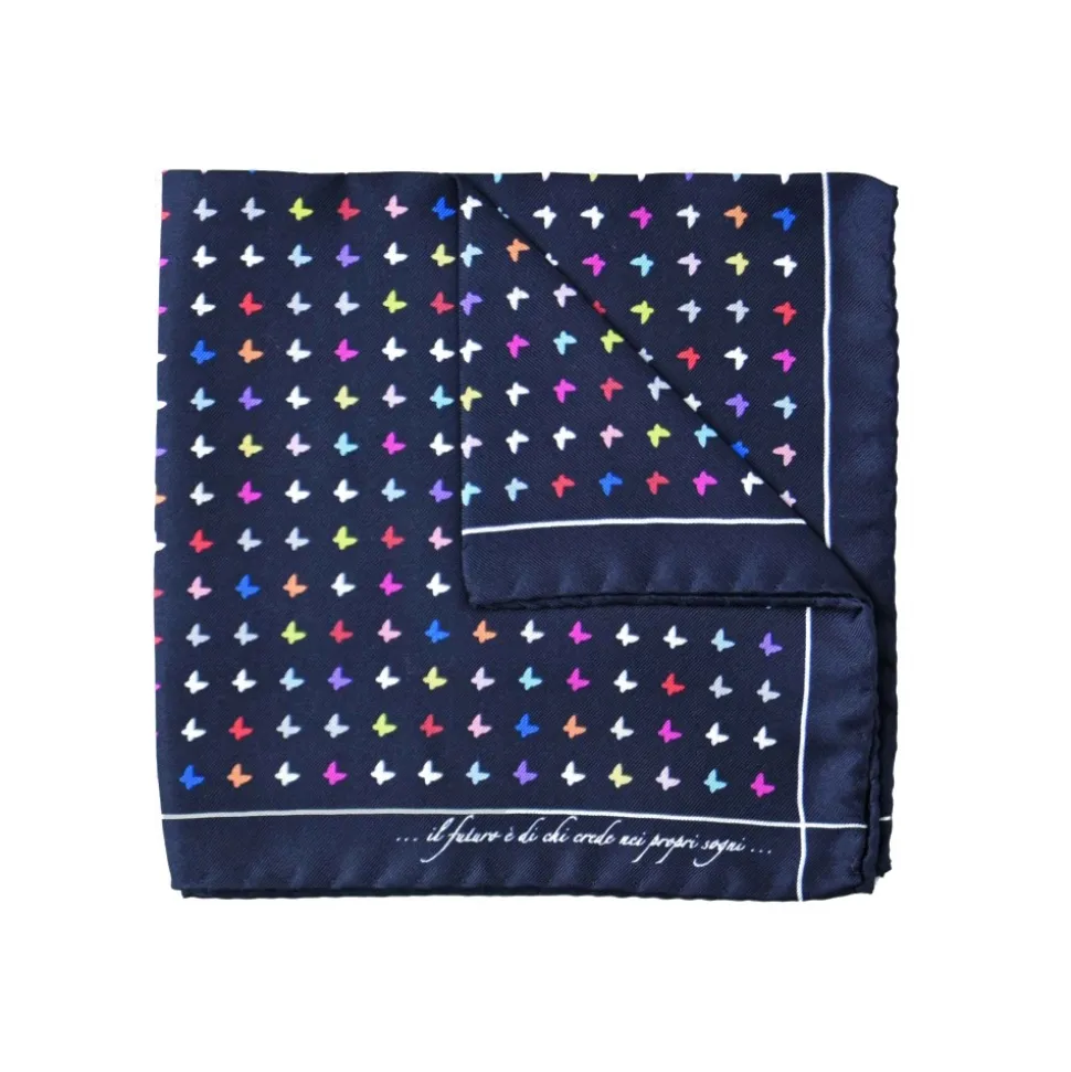 Fefè Napoli - Multicolor Butterfly Silk Dandy Pocket Square - Pocket-Square - Handmade in Italy - Luxury Exclusive Collection - Avvenice