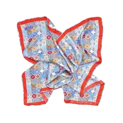 Fefè Napoli - Orange Azulejo Silk Foulard - Scarves and Foulards - Handmade in Italy - Luxury Exclusive Collection - Avvenice