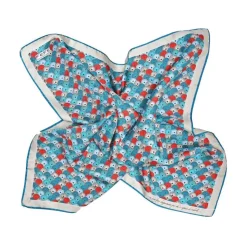 Fefè Napoli - Turquoise Matisse Silk Foulard - Scarves and Foulards - Handmade in Italy - Luxury Exclusive Collection - Avvenice