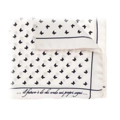 Fefè Napoli - White Butterfly Silk Dandy Pocket Square - Pocket-Square - Handmade in Italy - Luxury Exclusive Collection - Avvenice